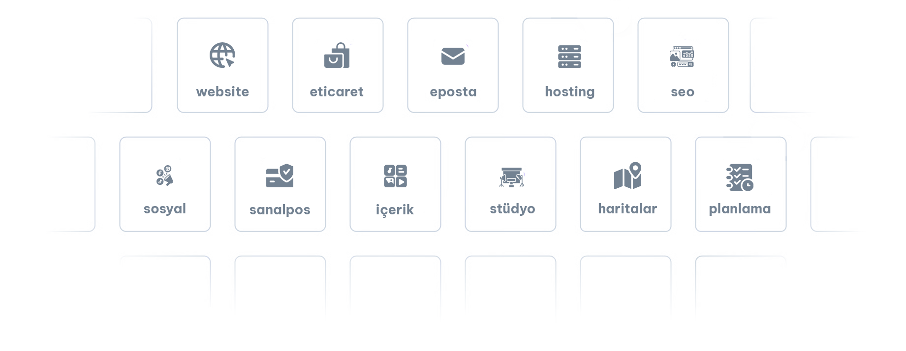 Web Makinası website, eticaret, eposta, hosting, seo, sosyal medya, sanalpos, içerik, stüdyo, google maps ve planlama hizmetleri de sunuyor.