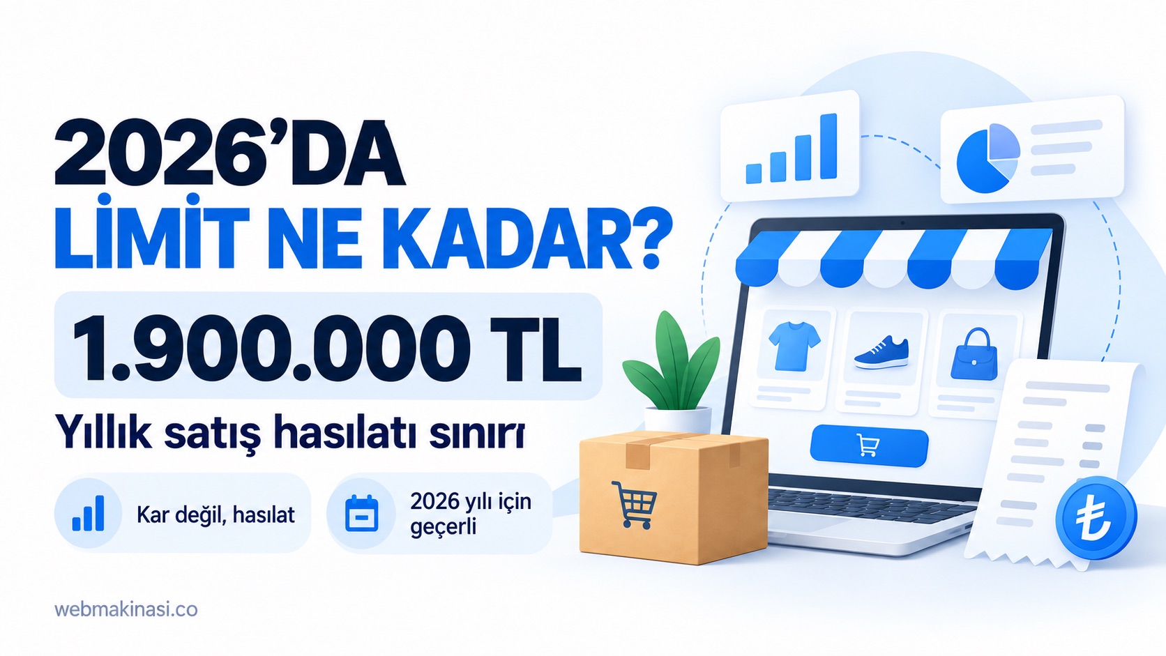 Şirket kurmadan e-ticaret için 2026 yılı 1.900.000 TL satış hasılatı sınırı